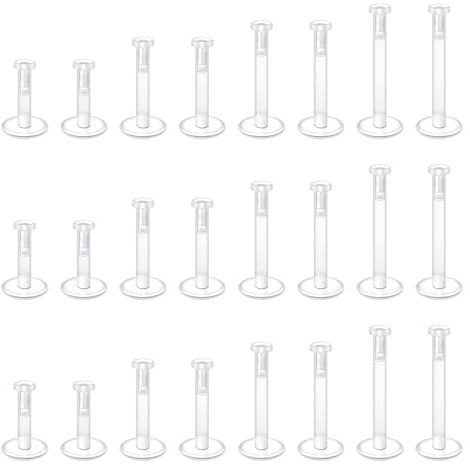 LAURITAMI Plastik Nasenpiercing Retainer Kunststoff Durchsichtige Piercings Lippe Bioflex Lippenpiercing Stecker Silikon
