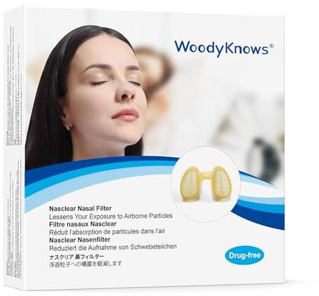 Filtri nasali WoodyKnows Nasclear, per le allergie stagionali e l'inquinamento industriale, per i trasporti pubblici e per la toelettatura (Filtro Nasale, S/M/L/XL)
