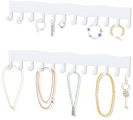 Galerie SV Organizzatore di Collane a Parete, Porta Gioielli a Parete per Collane, Bracciali e Orecchini, Installazione Rapida (bianco wave)