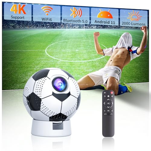 World Cup 2026 Projector with WiFi and Bluetooth, Portable Outdoor Movie Projector Compatible with Smartphone, Fire TV Stick, HDMI, USB