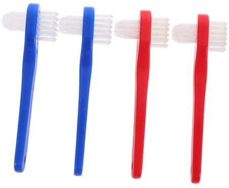 Mikinona 4 piezas Cepillo de Limpieza para Dentaduras Portátil Cepillo Doble Cara para Dientes Postizos Pequeño para Adultos Cuidado Oral Viaje Set Compacto