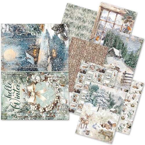 Ciao Bella Motiv-Strohseiden Sortiment Forest Tales DIN A5 8er-Set Bastelarbeiten Reis-Papier Motiv-Papier Decoupage-Papier DIY