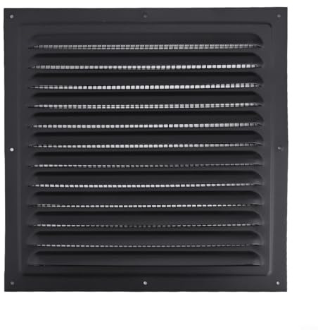 Jotekonoby Aluminium-Entlüftungsabdeckung, 250 x 250 mm, quadratisches Metallgitter mit Insektengitter für Wand, Decke, Belüftung, Abluftkanalsysteme