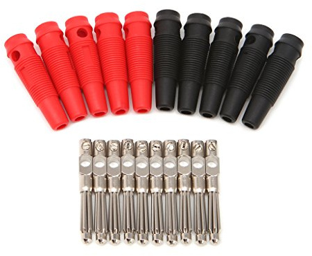 Lot de 5 paires/10 pièces 4 mm 32 A sans soudure pour fiche banane empilable en cuivre Connecteur de protection adaptateur prise câble coaxial cordon soudure panneau O Press Terminal Outlet