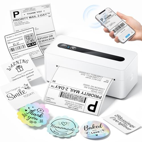 TATTMUSE Bluetooth Thermal Label Printer 4x6, Shipping Label Printer, White