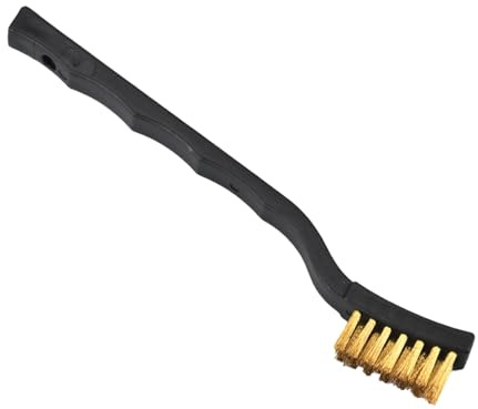 LUOFENG Cepillo de limpieza resistente de cobre y alambre de acero para superficies metálicas, mango ergonómico, herramienta de limpieza multiusos