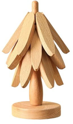 Corlidea Sottopentola in legno a forma di albero, set di sottopentola pieghevoli in legno di noce, sottopiatti + supporto per piatti caldi, pentole, ciotole, teiere, presine