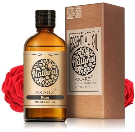 AKARZ 100ml Huile Essentielle de Rose - Pure & Naturelle pour Diffuseurs, Parfum d’Ambiance & Aromathérapie
