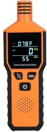 ERYUE Détecteur de Monoxyde de Carbone Portable 3 en 1, alimenté par Batterie, Moniteur CO Haute sensibilité avec Affichage la Température et l'humidité pour la sécurité sur Le Lieu Travail