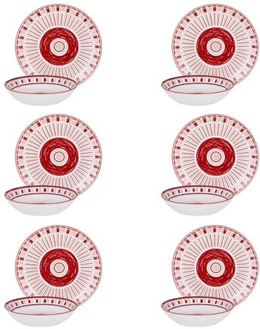 Servizio 12 piatti porcellana Velira rosso