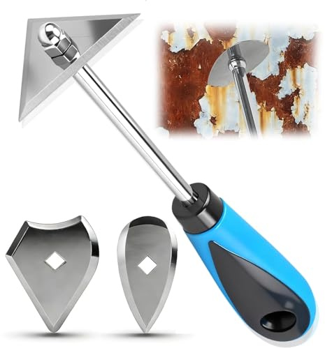 Paint Scraper Tool Set, 3-in-1 Shave Hook Scraper with Stainless Steel Blades (Triangle + Combination + Heart), Professional Paint Stripper & Wood Scraper for Home Renovation, Woodworking & DIY