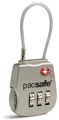 Pacsafe Prosafe 800 Combination Cable Padlock Canvas & Beach Tote Bag, 8 cm, Silver