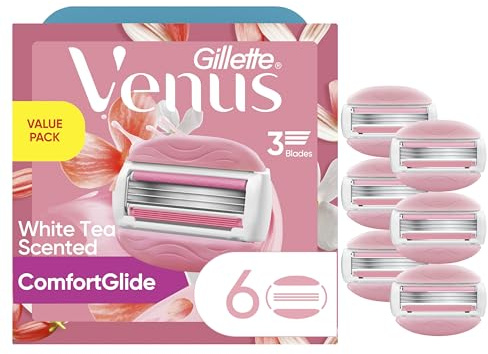 Gillette Venus ComfortGlide White Tea Women's Razor Blades, 3-Blade Razor Refills, 6 Count
