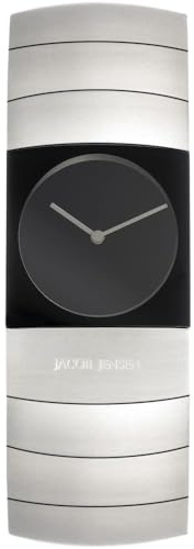 Jacob Jensen Arc Series 580 Damen-Quarzuhr mit schwarzem Zifferblatt, Analog-Anzeige und silbernem Titanarmband