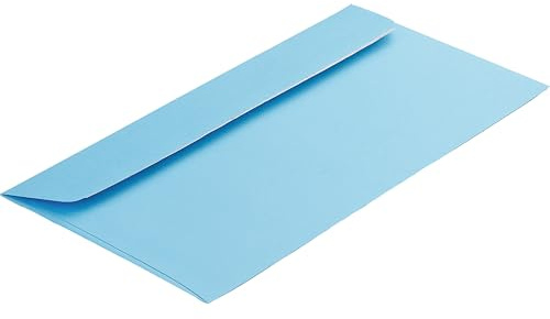 Briefumschläge DIN C6/5, 114 x 229 mm, ohne Fenster, 100 Stück, Blau | Haftklebung mit Abziehstreifen, Gerade Klappe, 130 g/m² Colorista, Hellblau, Blanke Briefhüllen