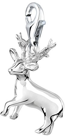 Nenalina Hirsch Karabiner Charm Anhänger Bettelarmband 925 Silber | Damen-Charm-Anhänger für alle gängigen Charmträger Charm-Club Clasp-Charms 925er Sterling-Silber