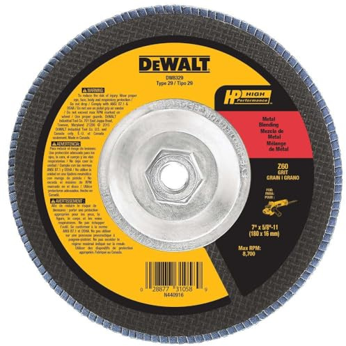 DEWALT DW8329 7-Inch by 5/8-Inch-11 60 Grit Zirconia Angle Grinder Flap Disc
