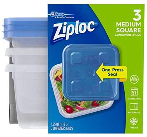 SC Johnson Ziploc Container, Medium Square - 40 oz - 3 ct