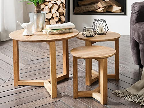 möbelando 3-Satztisch Couchtisch Beistelltisch Sofatisch Tischset Tisch massiv Rich I