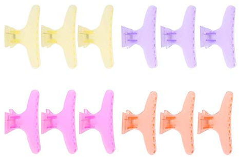 12 Unids/Set Vistoso pinzas de cabello, Pinza de pelo preciosa mariposa sección de pelo garra de abrazadera herramienta de peluquería(Clear)