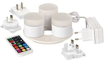 Duni 3er LED Mini Lamp -Set 186496 Multicolor inkl. Fernbedienung und 3er Ladestation