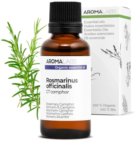 Romero Alcanfor BIO (Rosmarinus officinalis - QT alcanfor) - 30 mL - Aceite Esencial Quimiotipado y Certificado AB - Aroma Labs