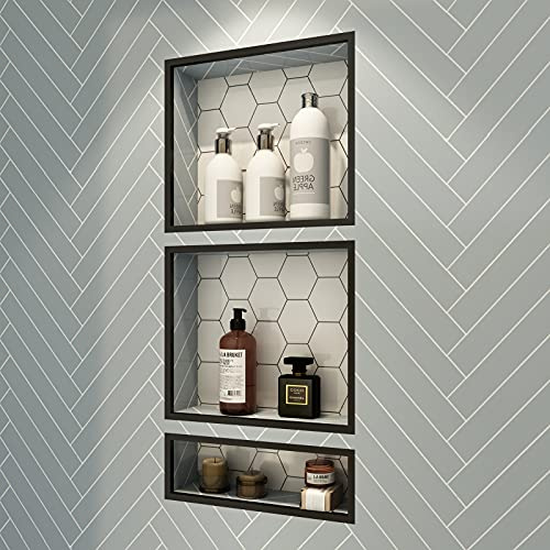 Uni-Green Shower Niche Ready for Tile 16X34(16x14+16x20), Set of Two Organizer,Durable ABS,Recessed Niche Shelf Easy Installation and Bonding Friendly,for Bathroom Storage (No LED)
