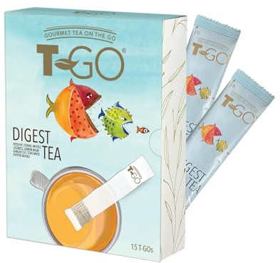 T-GO Digestive Herbal Tea Fennel Ginger & Lemon Balm Blend Caffeine Free 15 Eco Conscious Tea Sticks