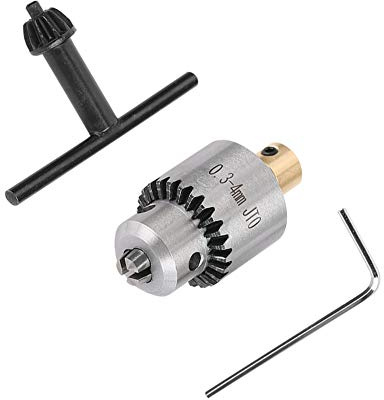 Micro 0.3-4 mm JTO Portabrocas cónico montado y llave con llave de portabrocas para taladro eléctrico de torno, para eje de motor de 1/8 pulgadas/3,17 mm, mini herramienta de portabrocas de taladro de