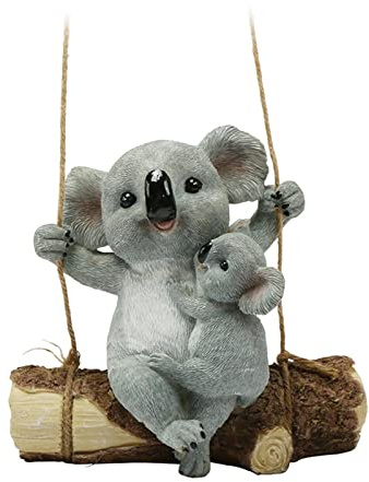 perfk Koala Bär Schaukel Garten Dekor Statue Hängen Niedlich Lustige Tier Harz Simulation Tierskulptur Landschaft für Yard Ornament Outdoor Indoor, EIN