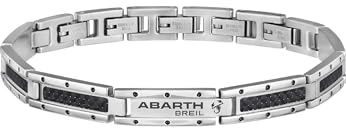 Breil - Herrenarmband Abarth Collection TJ3101 - Herrenschmuck - Armband aus Poliertem und Gebürstetem Stahl für Herren, mit Karbonfasereinsätzen - Verstellbare Länge von 17,5 bis 22,5 cm