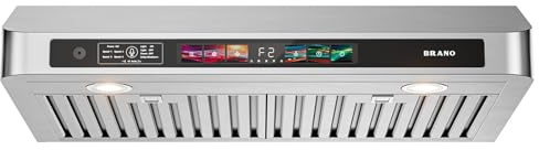 BRANO 30 Inch Under Cabinet Range Hood with Voice/Gesture/Touch Control, 900 CFM Kitchen Vent Hood with 4-Speed Exhaust Fan, Stainless Steel Stove Hood with LED Lights, Baffle Filters