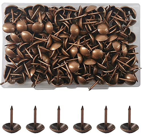 Yosawo 200Pcs Furniture Decorative Tacks Upholstery Tacks Pins Thumb Tack Stud Tacks Push Pins（Red bronze）