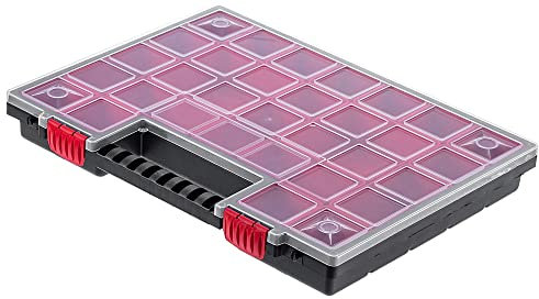 KADAX Organizzatore, cassetta degli attrezzi in plastica, rivista di piccole parti con coperchio trasparente, rivista di piccole dimensioni in diverse dimensioni, scatola (40 x 30 cm/1 pezzo)