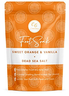 CalmGenix Foot Soak for Foot Spa with Tea Tree Oil, Dead Sea Salt and Essential Oils | Sweet Orange & Vanilla Fragrance | Foot Soak for Hard Skin | Nail Soak Foot Exfoliator | Fungal Nail Feet Care