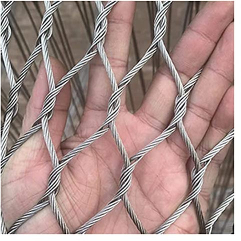 Drahtgitter Verzinkt Seilnetz Aus Edelstahl 304, Kindergartentreppenbalkon-Gartengeflügelschutznetz, Flexible Zaunrolle Aus Verzinktem Draht For Balustrade ( Color : Silver-1.5mm diameter , Size : 4x5