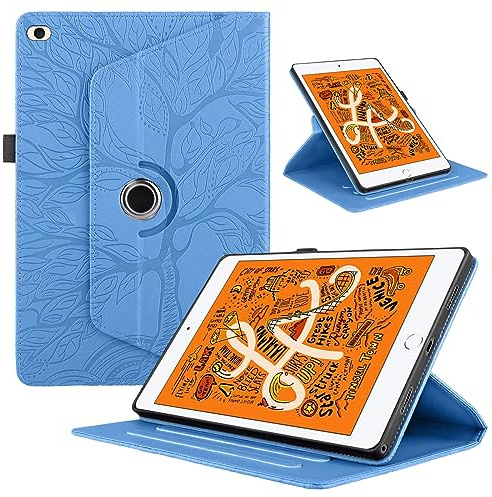 Hülle für iPad mini 7.9 Zoll, iPad mini 5/4/3/2/1, Premium PU Leder Multi-Winkel 360 Grad Drehbare Leichte Schutzhülle Rotating Case Cover mit Stand Funktion - Blau