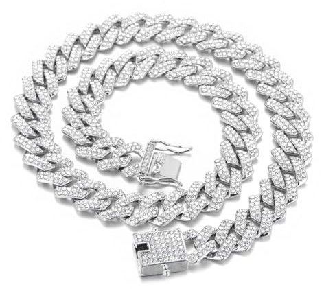 ZXUSHE Collares para hombre,Cadena cubana de rap hip hop, regalo de joyería para hombre 50CM