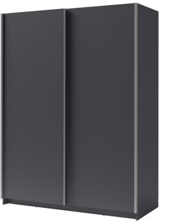 PRICE FACTORY just for you Armoire, Garde Robe GOZU 150 cm Deux Portes coulissantes. Dressing Complet avec penderie et étagères. Coloris Gris Graphite