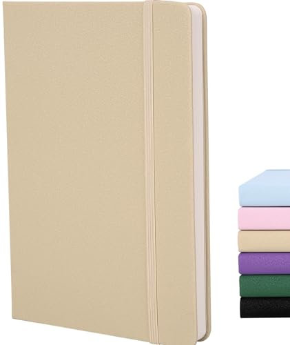 Dot Journal A5, Dotted Notizbuch/Dotted Notebook mit Premium 120GSM Dickem Papier mit Veganem Leder Dotted Journal, 160 Seiten. Hardcover, Innentasche, zum Journalieren, Notizen, Studie