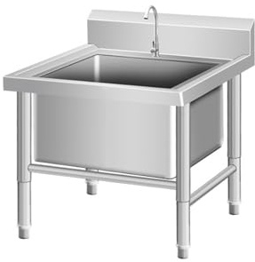 Stainless Steel Floor Mop Sink,Commercial Floor Mop Basin,Kitchen Sinks,Floor-Standing Sink Indoor Outdoor,Utility Mop Bucket,freestanding Industrial Floor Mop Sink,Laundry Room Sink,with Backsplash(S