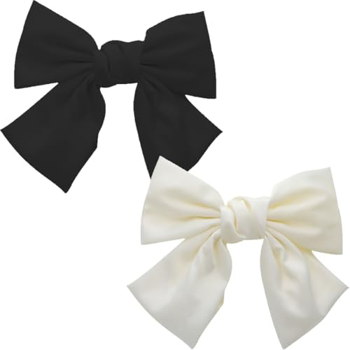 SGERUFZ 2 Pcs Große Schleife Haarspange für Frauen Französische Haarspangen für Mädchen Schwarz Weiß