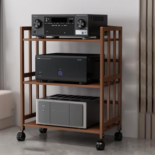 Media Storage Cabinet 4-Tier AV Media Stand Corner Shelf Video Component Cabinet AV Receiver Audio Component Stand Record Player Receiver Electronics Equipment for Living Room Gaming Room Music Studio