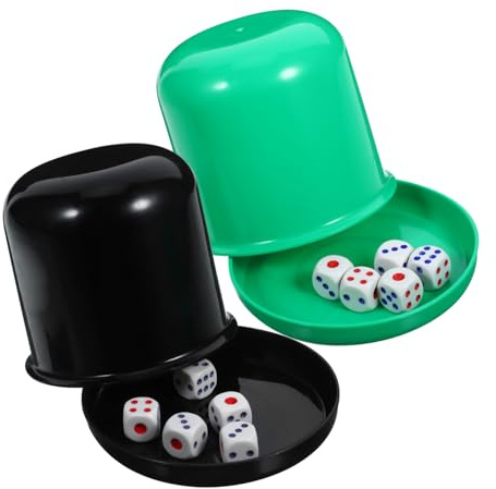 UPKOCH 5 Stück Würfelspielset für Erwachsene und Party mit Dickem Abs Würfelbecher 25 Bunte Würfel für Zuhause Riegel und Gesellschaftsspiele Zufällige Farbe