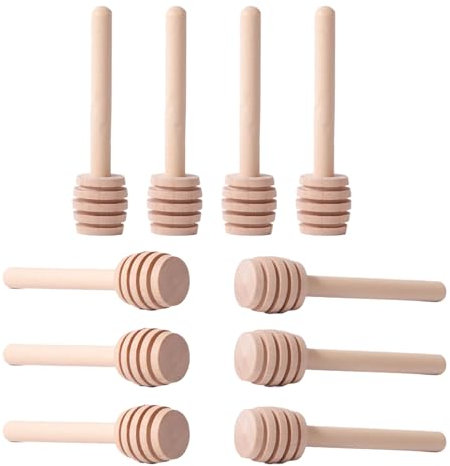 Ginddy Wooden Honey Mixing Stirrer,10 Pcs Mini Comb Honey Stirrers Wooden Sticks Portable Wooden Honey Drizzler for Collecting Honey Syrup Molasses Coffee Milk Tea
