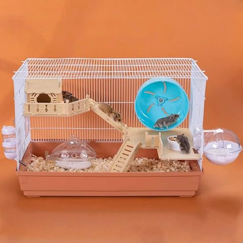 RTTZBOZ 3-stöckiger Hamsterkäfig, Nagerkäfig, mit Badezimmer, Futterbox Usw., Mäuse- und Rennmaus-Lebensraum für Hamster, Mäuse, Rennmäuse und Ähnliche Kleintierkäfige(Orange)