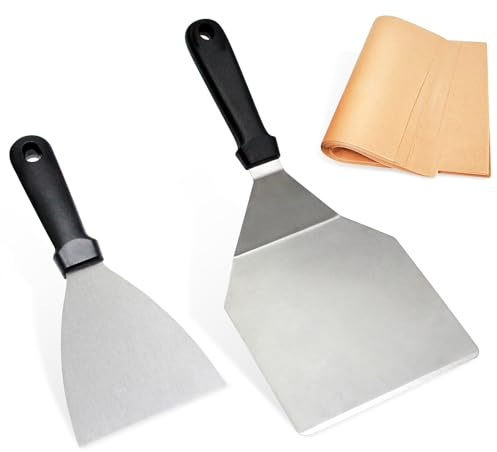 Pfannenwender Edelstahl für Smash Burger, Grillspachtel Grillspachtel Set Grill Spachtel Plancha Spachtel for Grillen, Smash Burger, Fisch, Steaks, Grill Geschenke für Männer