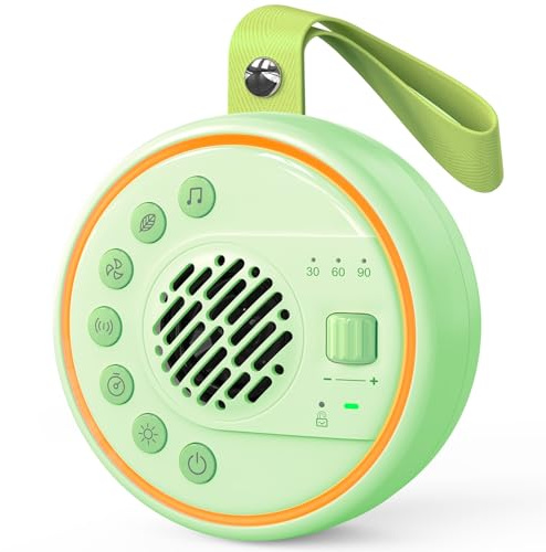 Vitt brus-maskin, bärbar ljudmaskin med 22 lugnande ljud, 4 lägen nattlampa sömnhjälp ljudmaskin för barnrum resor, sömntimer, USB-laddningsbar, volymjustering, grön