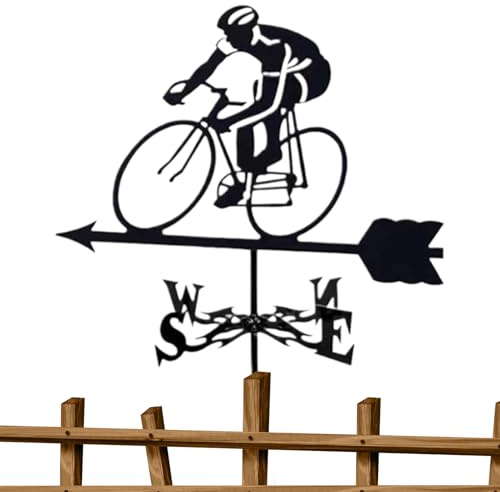 Opdestn Girouette de Jardin, Indicateur de Vent Cycliste Piquet Jardin, Outil Mesure Toit Décoration Extérieure pour Grange Garage Cour Ferme Terrasses