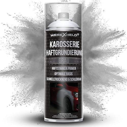 WerkXheld Haftgrundierung Spray Grau 400ml - Haftgrund & Filler Primer für Metall, Auto, Alu | Rostschutzgrundierung & Spritzspachtel für Profis